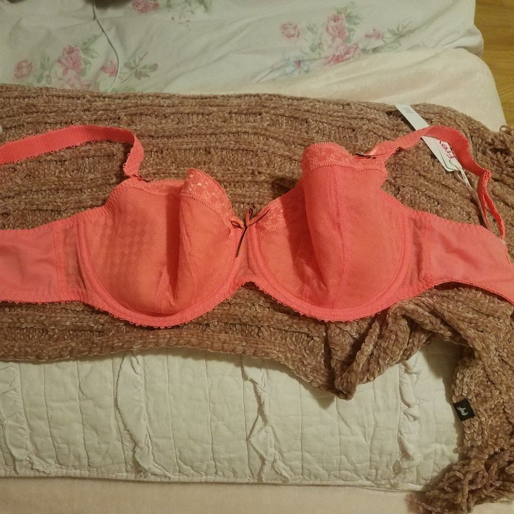 Freya Tropical Orange Coral Lacey Bra 32G